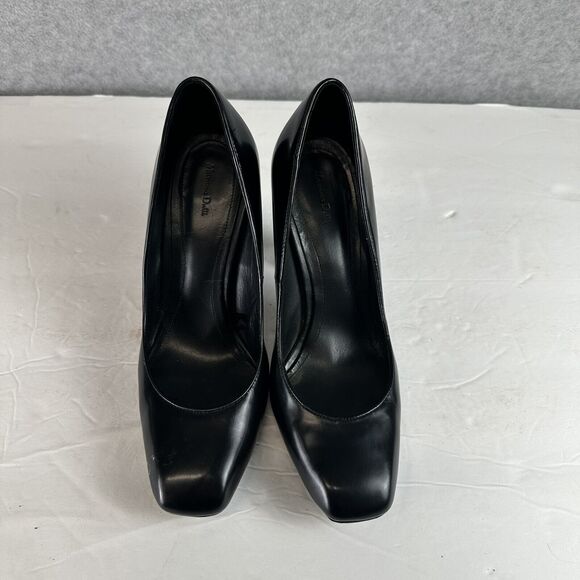 Massimo Dutti - Black Leather Square Toe Block Heel - Slip On Size 39 Pump Shoes - Picture 3 of 12